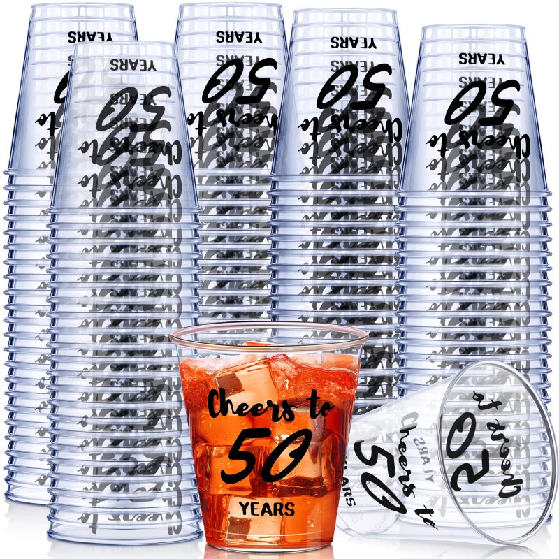 Zubebe 100 Pieces Cheers to Years Birthday Shot Glasses 2 oz Disposable Cups Birthday Party Favors for Her and Him Women Men Anniversary Wedding DecorationsCheers to 50 Years